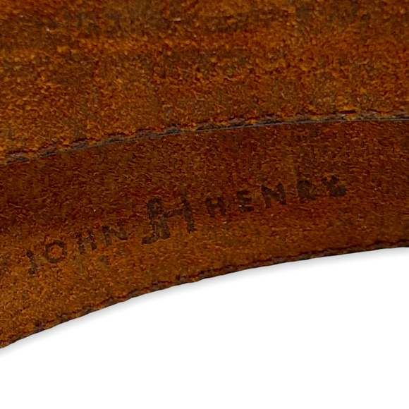 Men's John Henry Brown Tanned Cowhide Brass Buckle Leather Belt 42 - Picture 4 of 6